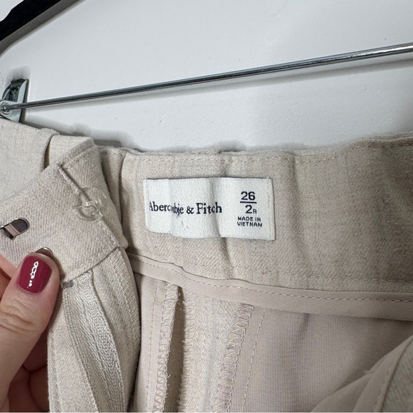 Abercrombie & Fitch Sloane Tailored Wide Leg Dress Pants In Ivory Size 26/2 - Picture 7 of 10